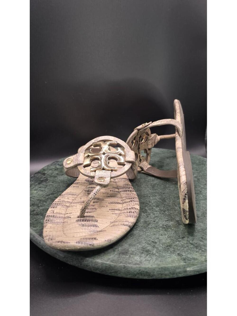 Tory Burch Miller 2  Lizard Embossed Leather Womens Sandal 51128222 size 8.5 M